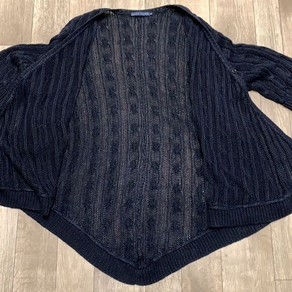 Ralph Lauren‎ Linen Cotton Blend Cable Knit Open Front Cardigan Shawl Sweater - Picture 6 of 8